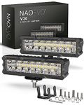 NAOEVO 6 inch Led Light Bar, 50W 4000LM Led Driving Lights, Spot & Flood Combo Light, Led Fog Lights - Led Offroad Lights for Trucks/Cars/Boat, 2 Pcs (White)