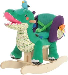 labebe Child Rocking Horse Toy, Stuffed Animal Rocker, Green Crocodile Plush Rocker Toy for Kid 6 Month -3 Years, Wooden Rocking Horse Chair/Rocker/Animal Ride on