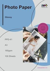 PPD 50 Sheets Inkjet Glossy Photo Paper - 11x17 inch Tabloid Size - 49lbs 180gsm 9.9mil - Instant Dry and Water Resistant (PPD-41-50)