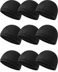 Jeere-Men's 9 Pcs Cooling Skull Cap Camo Liner Sweat Wicking Cap Lightweight Cycling Cap Running Head Cap for One Size Black