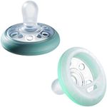 Tommee Tippee Breast like day and night soothers, 6-18 months with breast-like shape and glow in the dark technology