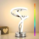 Lightess Modern Spiral RGB Table Lamp, Touch Dimmable LED Nightstand Lamp, 10 Light Modes Bedroom lamp, LED Bedside Lamps for Home Decor Living Room Office