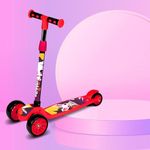 PESOMA Road Runner Scooter for Kids of 3 to 14 Years Age Adjustable Height, Foldable, LED PU Wheels & Weight Capacity 50 kgs Kick Scooter with Brakes (Red-Black)