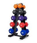 STRONGWAY® Neoprene Hex Dumbbells Sets With Weight Storage Rack Stand Gym Training Weight Lifting Exercise ((60KG SET | 2X (4+5+6+7+8) + STAND))