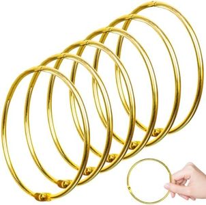 Attoshow 6 Pack 4 Inch Large Binder Rings, Gold Nickel Plated Steel, Extra Large Loose Leaf Ring for Binders, Index Cards, Keychain, DIY Crafts, Memos, Photos, Files & Scrapbooking (Gold)