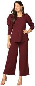 Leriya Fashion Ethnic Co Ord Set | Co Ord Set for Women | Night Dress for Women | Night Wear for Women | Payjama Set for Women | Women Two-Piece Outfits | Coord Sets (Small, Red) LF-W1809&TR865