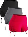 Cadmus Athletic Booty Shorts for Women 3 Pack High Waisted Workout Pro,1021,Black,Grey,Red,Medium