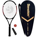 Senston 27 inch Tennis Racket Professional Tennis Racquet,Good Control Grip,Strung with Cover,Tennis Overgrip, Vibration Damper(Red Black)