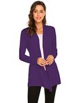 Newchoice Women's Long Sleeve Lightweight Cardigans Sweaters Soft Drape Open Front Cardigans Dusters (Purple, XXL)