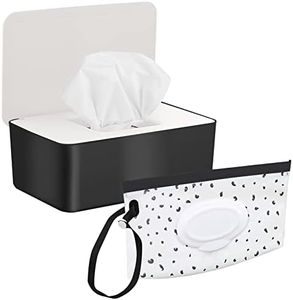 2 Pack Baby Wipe Dispenser, Portable Wet Wipe Pouch, Reusable & Refillable Reusable Travel Wet Wipe Pouch for Bathroom Baby Nursery with Cover Sealed Plastic Mask Storage Box