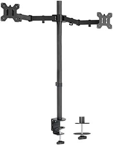 VIVO Dual Monitor Stand Up Desk Mount Extra Tall 39 inch Pole, Fully Adjustable Stand for up to 27 inch Screens, Black, STAND-V012