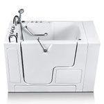 Wheelchair Accessible Walk-in Bathtub 32 in. x 52 in. Luxury Whirlpool Massage and Faucet Set (White) (Left Drain)