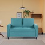 NEUDOT Saya Sofa for Living Room | 2 Persons Sofa| Premium Fabric with Cushioned Armrest | 12 Months Warranty| Solid Wood Frame| 2 Seater in Saya Teal Color