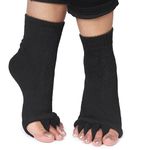 Aegon Foot Alignment Socks Cotton | 5 Toe Separator | For Foot Pain Relief | Bunion Corrector | Hallux Valgus | Plantar Fasciitis | 1 Pair (Black)