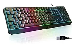 KLIM Chroma Gaming Keyboard AZERTY FRANCE Wired USB - High Performance - Chromatic Lighting Gaming Black RGB PC PS4 Windows Mac [ New Version 2024 ]