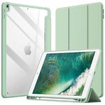 JETech Case for iPad Air 3 (10.5-Inch 2019, 3rd Generation) and iPad Pro 10.5-Inch with Pencil Holder, Clear Transparent Back Shell Slim Stand Shockproof Tablet Cover (Matcha Green)