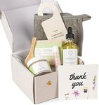 Lizush Lemongrass 6-Piece Spa Gift Set for Women - Relaxing Self-Care Basket, Luxury Handmade Body Care Items for Premium Relaxation - Thank You