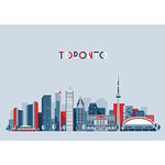 Pitaara Box Toronto Canada City Skyline | Peel & Stick Vinyl Wall Sticker for Bedroom & Living Room | 30 x 21.1 inch (76 x 54 cms)