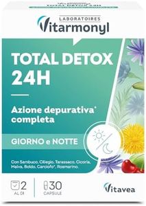 Vitarmonyl TOTAL DETOX 24H, Drenante Forte in Capsule, Azione Depurativa, Formula Giorno e Notte, Digestione e Metabolismo, 30 Capsule