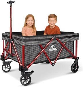 AREFEE Folding Pull Wagon for Kids&Gear–Heavy Duty Collapsible Cart, All-Terrain Wheels, for Camping, RV Trips, Beach, Garden, Outdoor Use, Supports 330 lbs