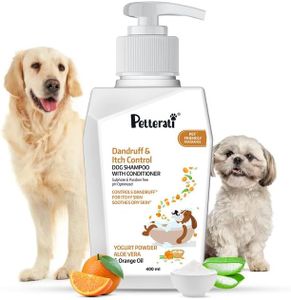 Petterati Dandruff & Itch Control Dog Shampoo, 400ml – Relieves Itching & Soothes – Sulphate & Paraben Free – for Golden Retriever, Shih Tzu, German Shepherd, Labrador