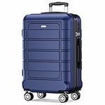 SHOWKOO PC+ABS Durable Carry-On Hardside Luggage with Spinner Wheels TSA Lock,20-Inch,Blue