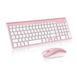 Wireless Keyboard Mouse Combo, cimetech Compact Full Size Wireless Keyboard and Mouse Set 2.4G Ultra-Thin Sleek Design for Windows, Computer, Desktop, PC, Notebook - (Rosegold)