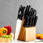 STEUGO Chef Knife Set Professional,19 Piece Kitchen Knife Set with Knife Holder and Knife Sharpener The Knife Block Set has Chef's Knives, Steak Knives and Other Knives for Slicing, Dicing, Cutting.