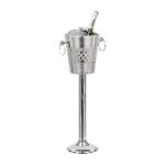 Nagina International Deep Hammered 4 Liter Wine Chiller and Ice Bucket with Steel Bucket Base, Ideal for Dinner Parties, Weddings, and More, Silver