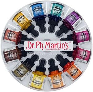 Dr. Ph. Martin's Bombay India Ink (Set 2) Ink Set, 1.0 oz, Set 2 Colors, 1 Set of 12 Bottles.