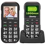 uleway Big Button Mobile Phone for Elderly, Easy to Use Basic Mobile Phone, SIM Free Unlocked Senior Mobile Phone With SOS Emergency Button, Large Volume, Flashlight, FM Radio (Black (with dock))