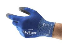 Ansell HyFlex 11-618 Thin Work Gloves, Stretch Fit Nylon Liner with Abrasion Resistant PU Coating, Industrial Safety Gloves for Precision Handling, DIY and Mechanics, Blue, Size L (12 Pairs)