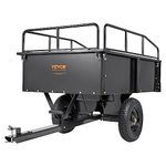 VEVOR ATV Trailer Heavy Duty Steel Dump Cart Tow Behind, 750 lbs 15 Cubic Feet, Garden Utility Trailer Yard Trailers with Removable Sides for Riding Lawn Mower Tractor