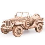 ROWOOD 3D Wooden Puzzle Jeep Model Kit for Adults and Teens to Build, DIY Car Model Building Woodcraft Construction Kit, Ideal Christmas and Birthday Gift