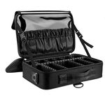 MoKo Travel Cosmetic Bags, Professional Nylon Cosmetic Makeup Case Bag Box Organizer with Handle & Adjustable Dividers Compartments for Cosmetics Makeup Brushes Tools Skincare Products, Small – Black