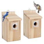 CARTMAN Wood Bird Houses with Stainless Steel Guard, Hummingbird House for Outside Clearance Garden Country Cottages 2pk