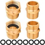 M MINGLE Garden Hose Adapter, 3/4 Inch GHT to 3/4 Inch NPT Brass Connector, with Extra 8 Washers