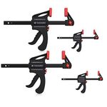 Navaris Quick Grip Bar Clamps - Set of 4 One Hand Quick-Release Bar Clamp Tools 20 Kg and 60 Kg Clamping Force - 4 Inch and 6 Inch / 10 cm and 15 cm