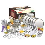 Vinod Steel Stainless Steel Dinner Set - 55 Pcs, Silver, Solid