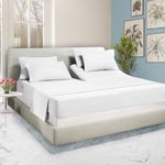 SGI bedding 32" King Split Top Flex Head Sheet 100% Egyptian Cotton Sheet Set 1000 Thread Count Flex Top Sheet for Adjustable Bed 4Pc Sheet Set 18" Deep Pocket for Sleep Number Bed - White