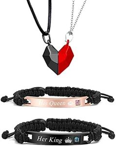 Couple Gifts Valentines Day Gifts for Her Him Matching Necklace Bracelets for Couples Gifts Heart Necklace Valentines Accessories