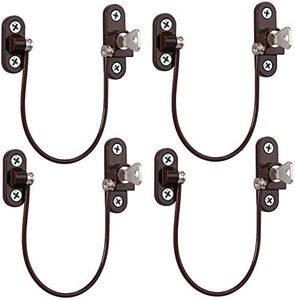 eSynic 4 Pack Window Child Safety Locks for upvc Windows Screw Mounted Window Opening Rrestrictor with Keys 185mm/7.3 Inch Long Wire Window Safety Restrictor for Baby Home Office Safety etc