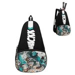 WHACKK Ace 28L Printed Black Badminton Tennis Pickleball Bag|Unisex|Lightweight|Shuttle Bag|Shoe Pocket|Backpack Style|Spacious Storage Compartment for Clothes|Rackets Tennis-6 Badminton-8