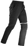 Men's Convertible Hiking Pants Zip Off Quick Dry Lightweight Safari Travel Camping Fishing Cargo Outdoor Pants, Black, 34