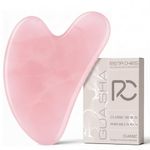 Rena Chris Gua Sha Facial Tools, Natural Jade Stone Guasha, Manual Back Massagers, Manual Massage Sticks, Facial and Body Massage Tool, Skin-Care Tool (Pink)