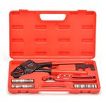 IWISS IWS-1234C Pex Pipe Crimping Tool for Copper Crimp Jaw Sets 1/2 & 3/4 with Go/No-Go Gauge suit Sharkbite, Watts, Apollo and All US F1807 Standards- with 20 Pcs 1/2&10 Pcs 3/4 Copper Rings by Iwiss