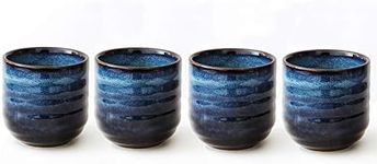 Lxuwbd Japanese Style Ceramic Tea Set, Tea Cup, Coffee Cup, Yerba Mate Set, Ceramic Mate Cup Set of 4 (Blue)