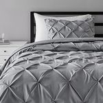 Amazon Basics Pinch Pleat All-Season Down-Alternative Comforter Bedding Set - Twin/Twin XL, Dark Grey