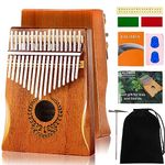 laqula Kalimba 17 Keys Thumb Piano - Finger Piano Professional Musical Instrument Marimbas with Flannelette Bag, Study Instruction, Tuning Hammer Gift for Kids Adults