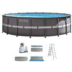 Intex 18ft X 52in Ultra Frame Pool Set with Sand Filter Pump, Ladder, Ground Cloth & Pool Cover